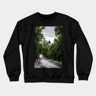 Wet road in Tallinn Crewneck Sweatshirt